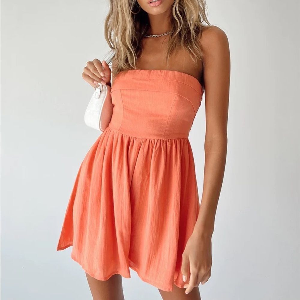 Strapless Orange Jumpsuit
